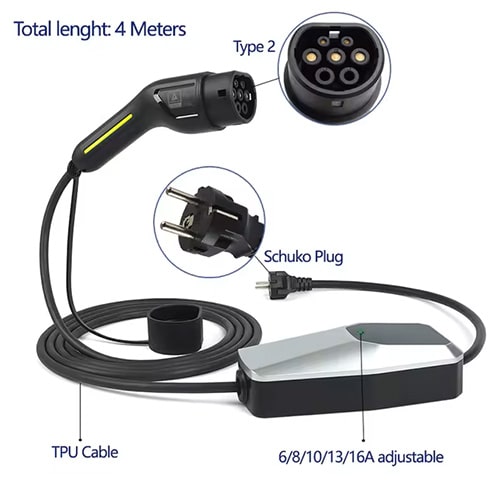 3-EVMOTIONS Zeta EVSE Type2 (max. 16A) Cable de carga para vehículo eléctrico