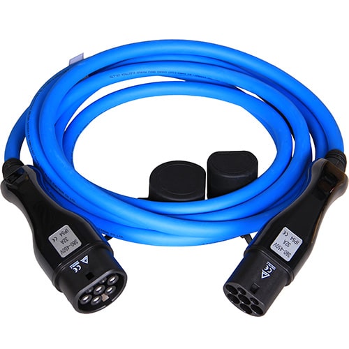 1-EVMOTIONS Gamma Type2 -> Type2 blue (3x32A) Cable de carga para vehículo eléctrico